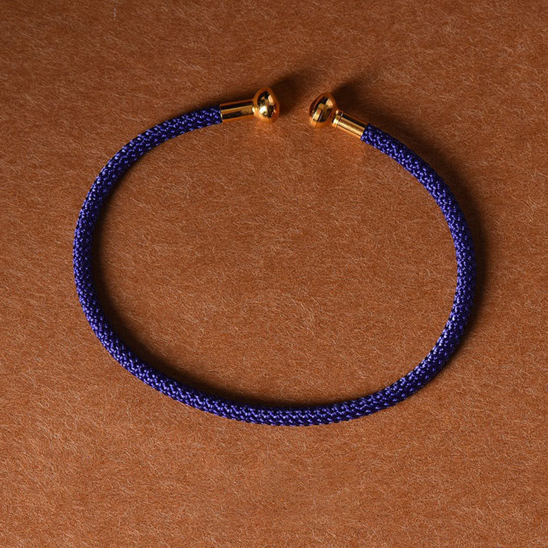 Buddha Stones Prosty projekt Ręcznie robiona bransoletka na mankiet ze sznurka i warkoczem szczęścia - MidnightBlue - image 30