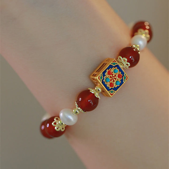 Buddha Stones Red Agat Pearl Confidence Self-accepting