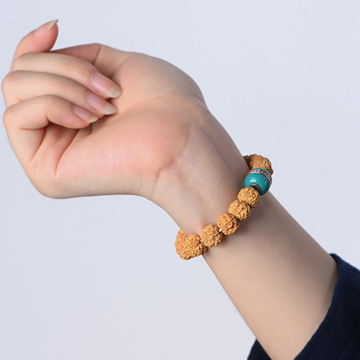 Buddha Stones Tybet Rudraksha Bodhi Seed Bransoletka Bogactwa Pomyślności