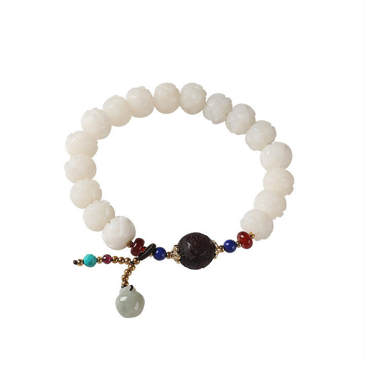 Bransoletka Bodhi Seed Jade Lotus Charm Peace