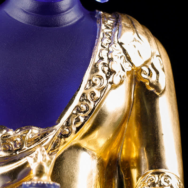 Buddha Stones Medycyna Budda Ręcznie Robiony Kryształ Liuli Dzieło Sztuki Współczucia Statua Ofiarowania Dekoracji Domu Biuro - image 18