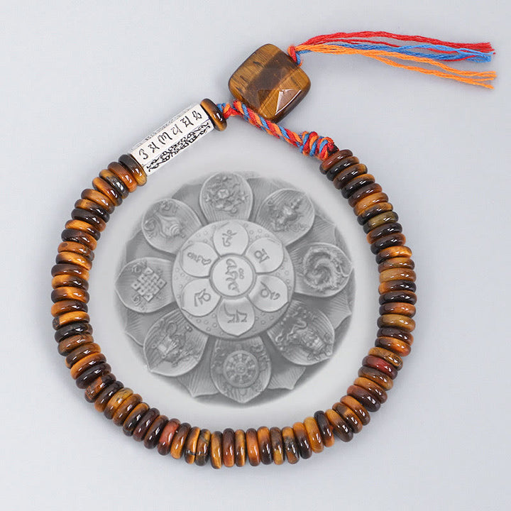 Buddha Stones Tybetańskie Tygrysie Oko Om Mani Padme Hum Ochrona Bransoletka Mocy