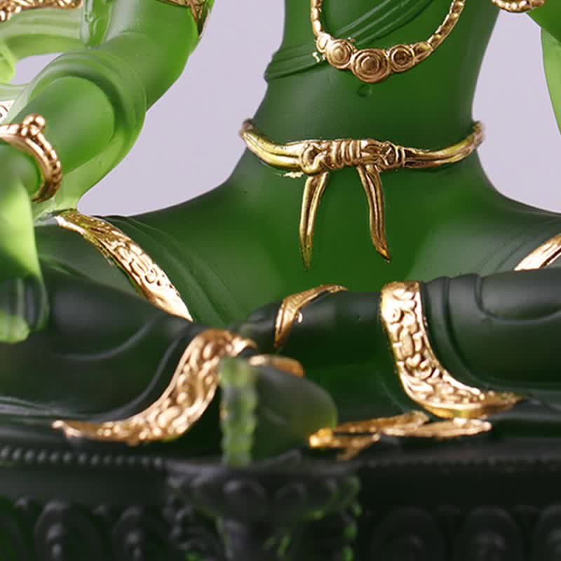 Buddha Stones Bodhisattwa Zielona Tara Ręcznie Robione Liuli Kryształowe Dzieło Sztuki Ochrona Domu Biuro Statua Dekoracja - image 11