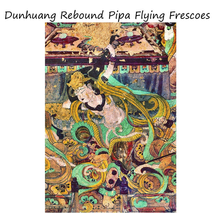Buddha Stones Dunhuang Rebound Pipa Latające Freski 100% Jedwabny Szalik Morwowy Premium Grade 6A Szal Dunhuang