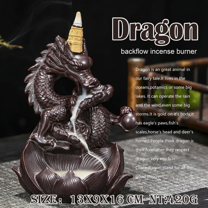 Wzór Smoka Lotosu Siła Ochrona Ceramiczny palnik kadzideł Dekoracja