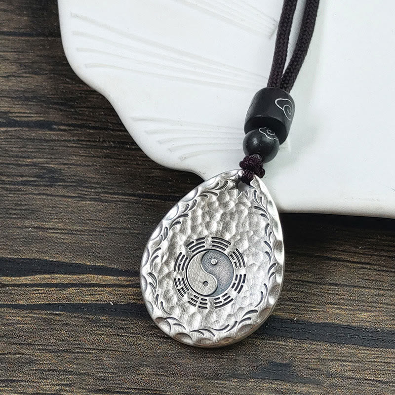 Buddha Stones Vintage 999 Srebro Sterlingowe Yin Yang Bagua Woda Kropla Projekt Równowaga Harmonia Naszyjnik Wisiorek - image 1