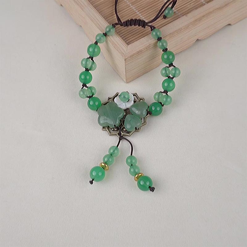 Bransoletka z naturalnego zielonego jadeitu z kwiatami szczęścia i Buddha Stones - image 17