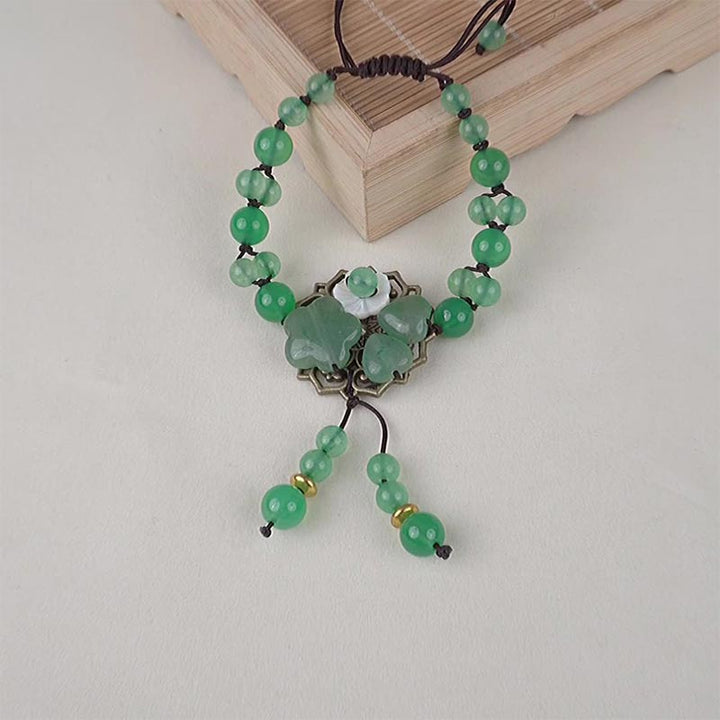 Bransoletka z naturalnego zielonego jadeitu z kwiatami szczęścia i Buddha Stones - image 17