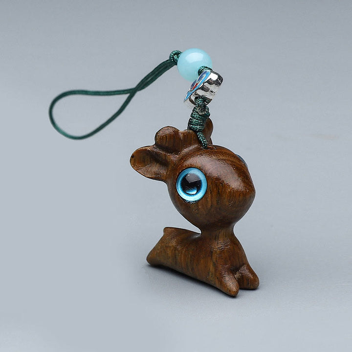 Buddha Stones Thuja Sutchuenensis Zielone drzewo sandałowe Bukszpan Mini słodkie zwierzę Królik Kot Jeleń Wieloryb Dobrobyt Telefon Wiszące Dekoracje - Zielony sandałowiec jelenia 3*2,3 cm - image 20