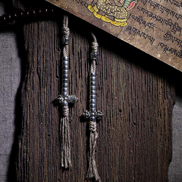 Buddha Stones Naturalne Tybet 108 Mala Koraliki Fioletowe Nasiona Bodhi Trójoki Koralik Dzi Miedziana Bransoletka Harmonii Dorje