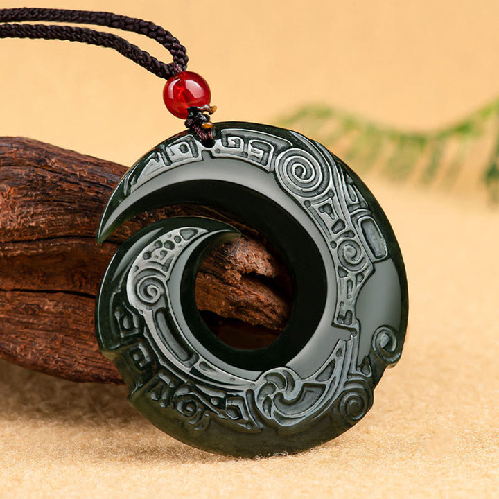 Buddha Stones Szczęście Poprawia Projekt Wzór Naturalny Hetian Cyan Jade Naszyjnik Sukces Wisiorek