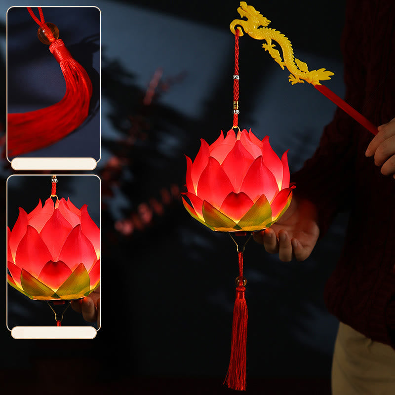 Buddha Stones DIY Kwiat Lotosu Smok Latarnia Lampa Tassel Dekoracja