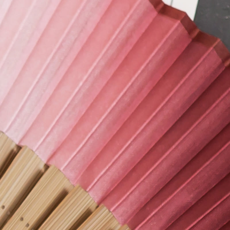 Buddha Stones Gradient Ręczny Składany Wachlarz Bambusowy