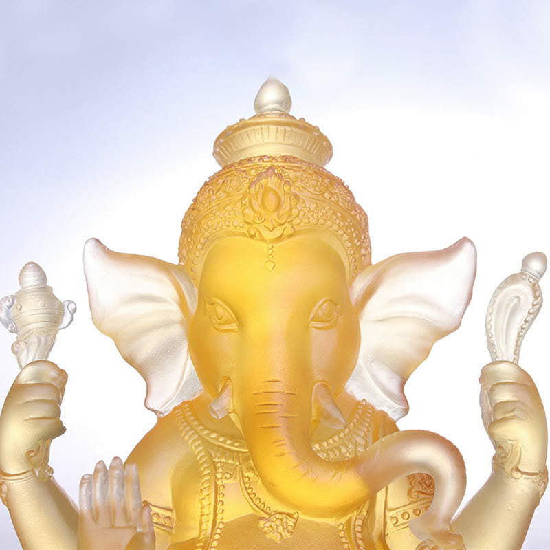Buddha Stones ręcznie robione Ganesh Ganpati figurka słonia Liuli kryształowe dzieło sztuki ochrona statua dekoracja domu - image 4