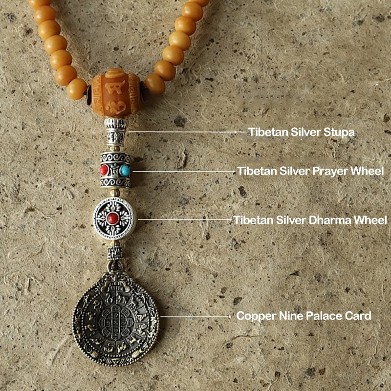 Buddha Stones Tybet 108 Mala Koraliki Bodhi Seed Bagua Vajra Bransoletka bogactwa