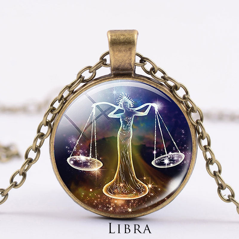 12 konstelacji zodiaku Księżyc Gwiaździste niebo Ochrona Błogosławieństwo Naszyjnik Wisiorek