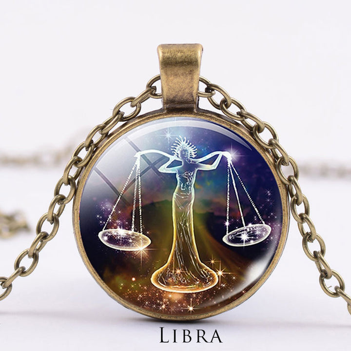 12 konstelacji zodiaku Księżyc Gwiaździste niebo Ochrona Błogosławieństwo Naszyjnik Wisiorek