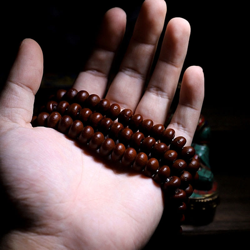 Buddha Stones Naturalne Tybet 108 Mala Koraliki Fioletowe Nasiona Bodhi Trójoki Koralik Dzi Miedziana Bransoletka Harmonii Dorje