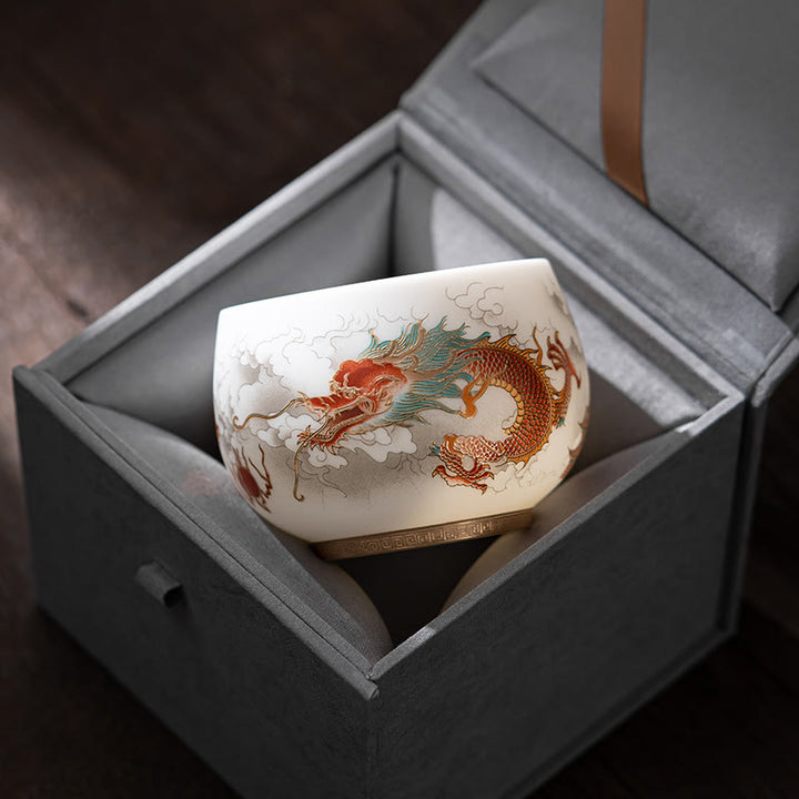 Buddha Stones Feniks Smok Lotos Jeleń Starożytny Budynek Ryba Koi Ceramiczna filiżanka do herbaty Kung Fu Filiżanki do herbaty