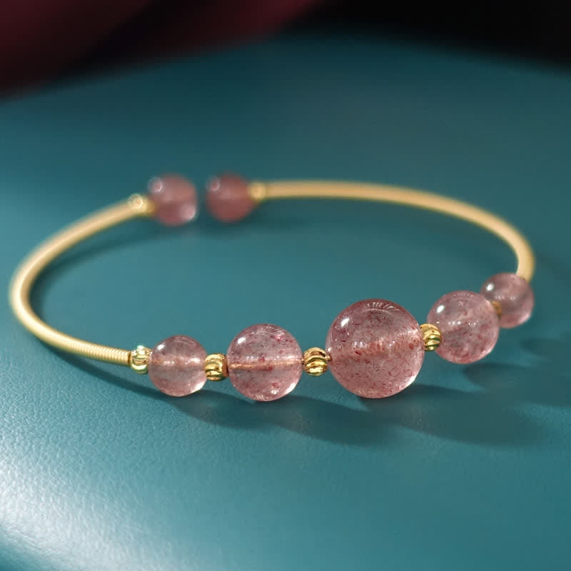 Bransoletka z Buddha Stones Naturalny Kwarc Truskawkowy Miłość Uzdrawiająca Bransoletka Bangle