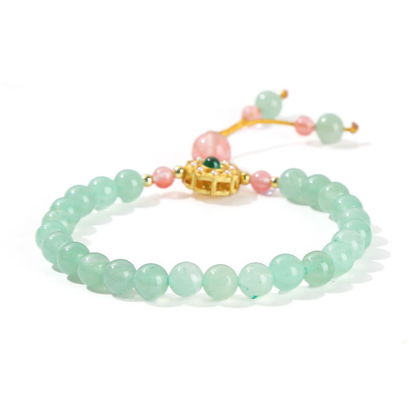 Bransoletka z frędzlami z koralików szczęścia Buddha Stones Green Aventurine