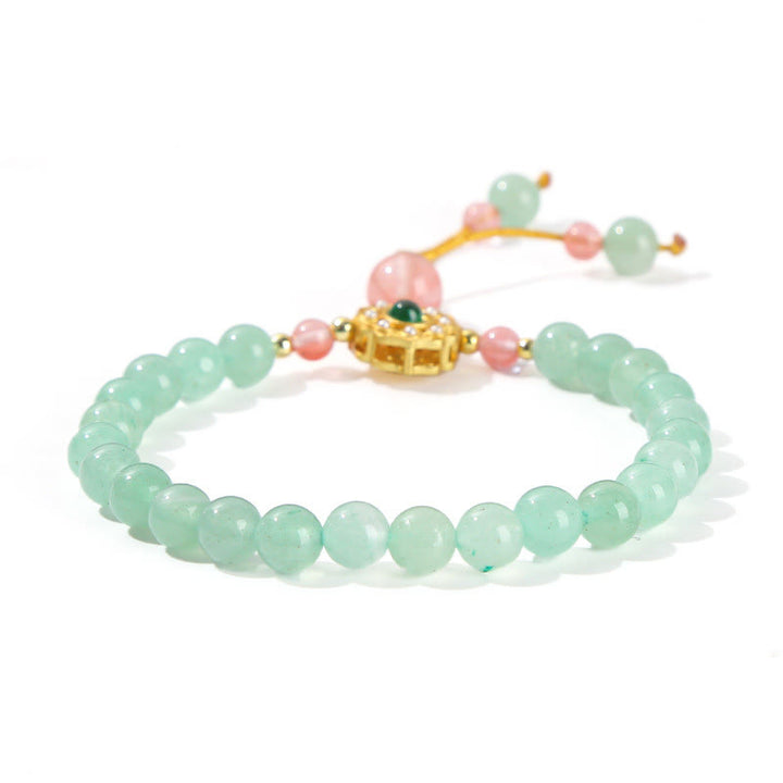 Bransoletka z frędzlami z koralików szczęścia Buddha Stones Green Aventurine