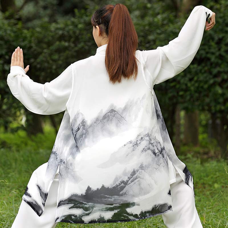 3-częściowy zestaw ubrań unisex do medytacji z malowaniem tuszem, duchową modlitwą, zen, tai chi, qigong