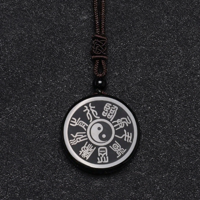 Buddha Stones Czarny Obsydian Taoizm Pięć Świętych Gór Dziewięcioznakowa Mantra Rzeźbiony Oczyszczający Naszyjnik Wisiorek Yin Yang - image 11