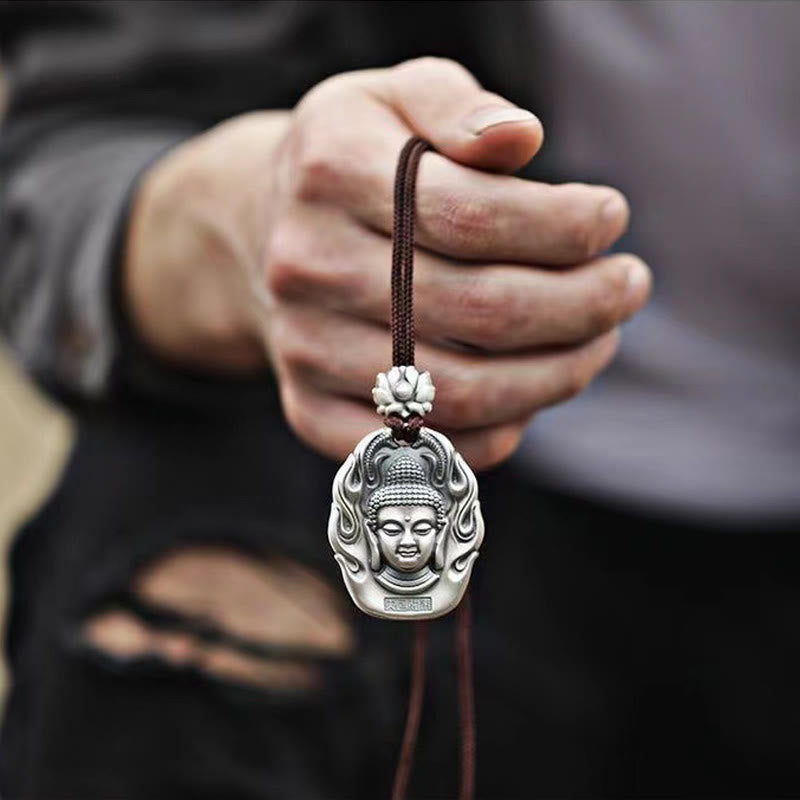Buddha Stones Chiński Zodiak Natal Budda Om Mani Padme Hum Lotus Współczucie Naszyjnik Wisiorek - image 2