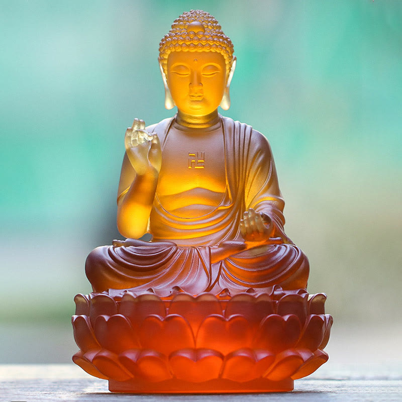 Buddha Stones Ręcznie Robione Budda Siakjamuni Liuli Kryształowe Dzieło Sztuki Współczucia Statua Ofiarowania Dekoracji Domu Biuro - image 4