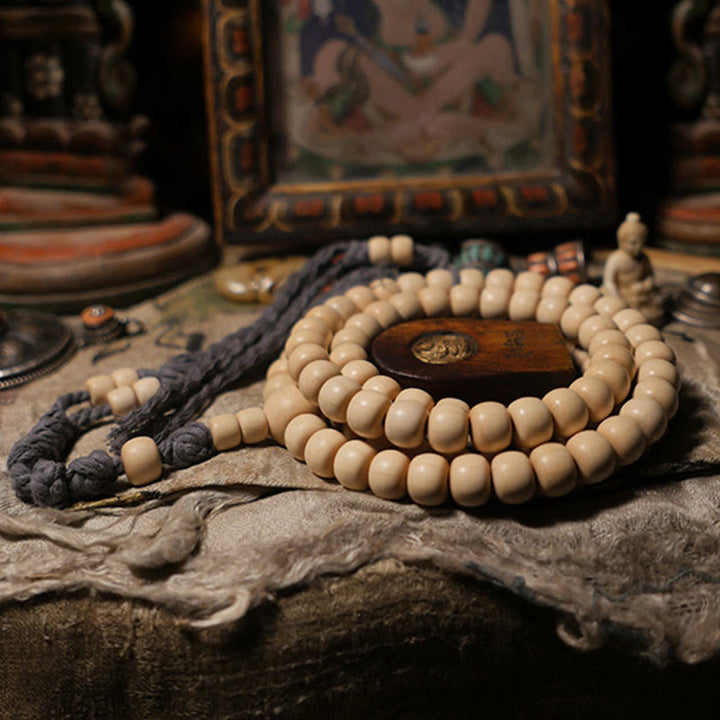 Buddha Stones 108 Mala Koraliki Abelia Biflora Drewno Odpędzające Złe Duchy Mala Nadgarstek
