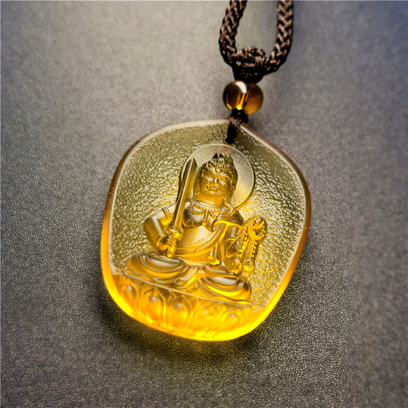 Buddha Stones Chiński Zodiak Natal Budda Błogosławieństwo Liuli Kryształ Współczucia Naszyjnik Wisiorek - Kogut-Acalanatha (Rozmiar wisiorka: ok. 4,5*3,8*1 cm) - image 3