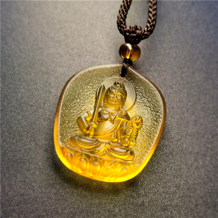 Buddha Stones Chiński Zodiak Natal Budda Błogosławieństwo Liuli Kryształ Współczucia Naszyjnik Wisiorek - Kogut-Acalanatha (Rozmiar wisiorka: ok. 4,5*3,8*1 cm) - image 3