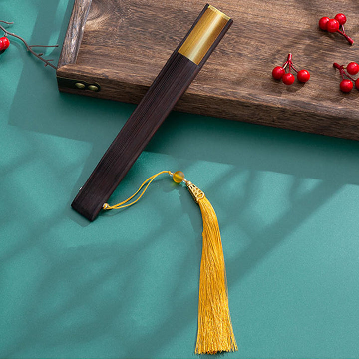 Buddha Stones Gradient Ręczny Składany Wachlarz Bambusowy