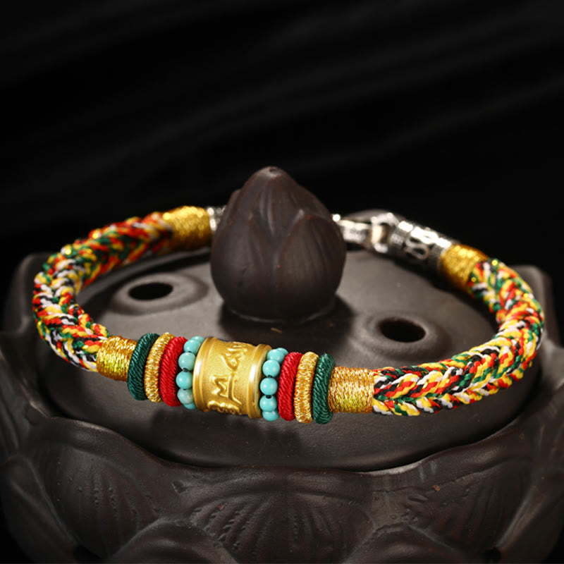Buddha Stones Tybet 999 Złoty Om Mani Padme Hum Ręcznie Robiona Bransoletka Szczęścia Węzeł Pokoju Ośmiu Nici