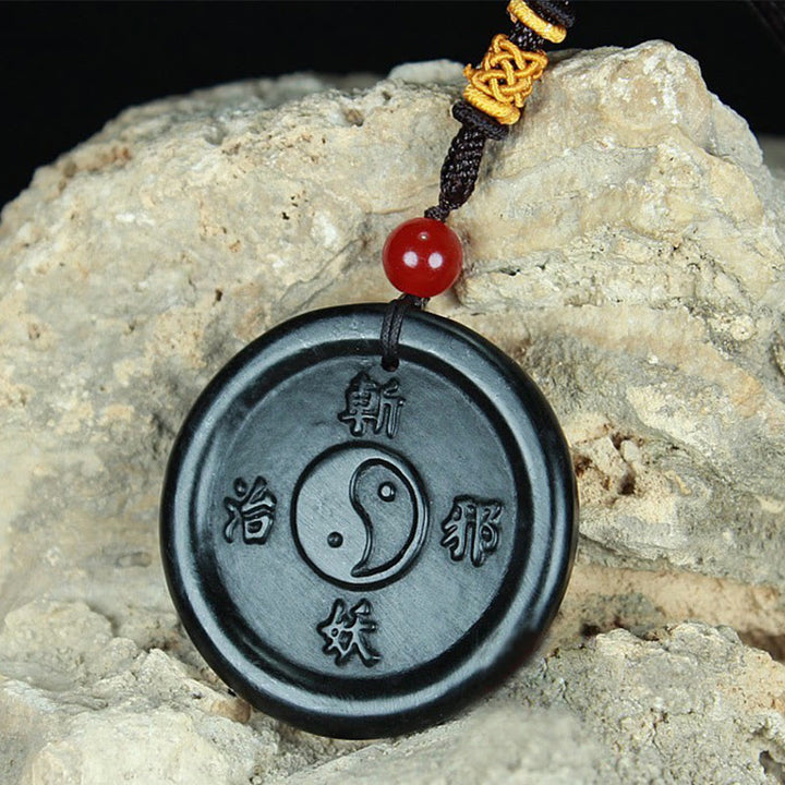Buddha Stones Naturalny Hetian Cyan Jade Yin Yang Szczęście Harmonia Naszyjnik Wisiorek - image 3