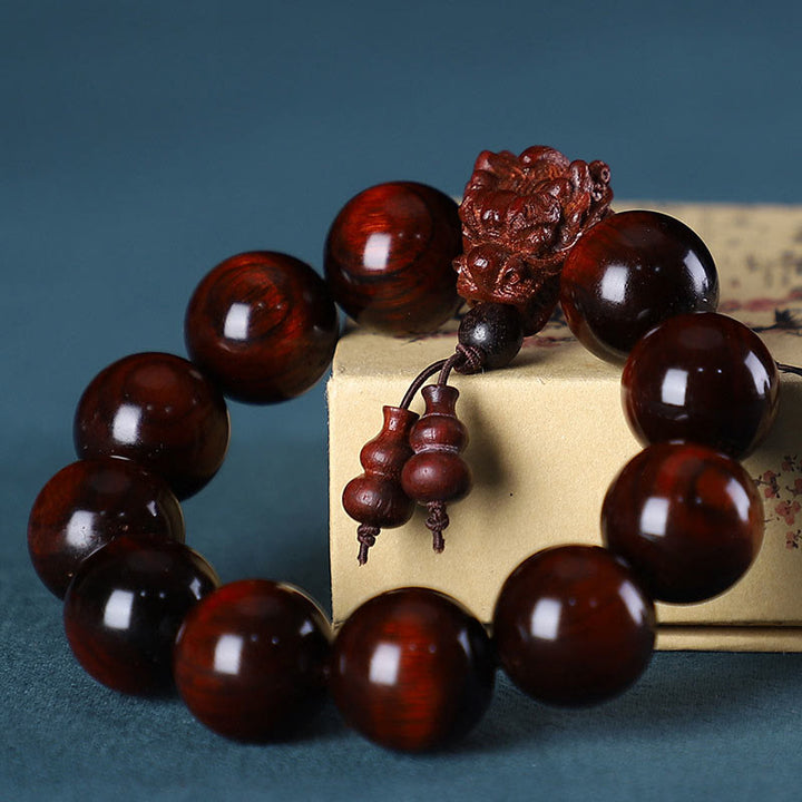 Buddha Stones, palisander, zielone drzewo sandałowe, małe liście, czerwone drzewo sandałowe, rzeźbiony smok, bransoletka ochronna