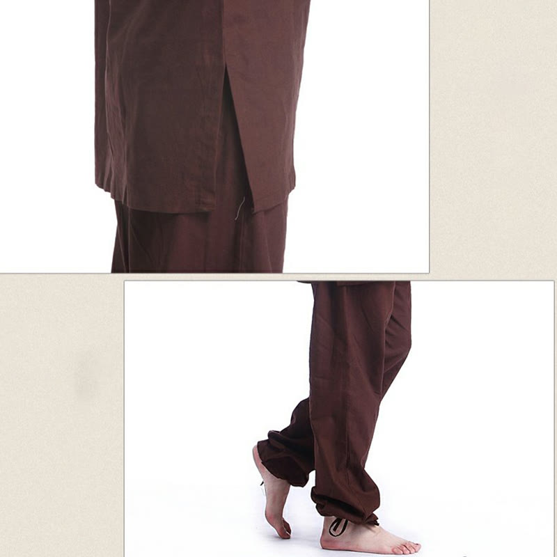 Buddha Stones Medytacja Modlitwa Dekolt w serek Projekt Bawełna Len Duchowa Praktyka Zen Joga Odzież Męska Zestaw - image 8