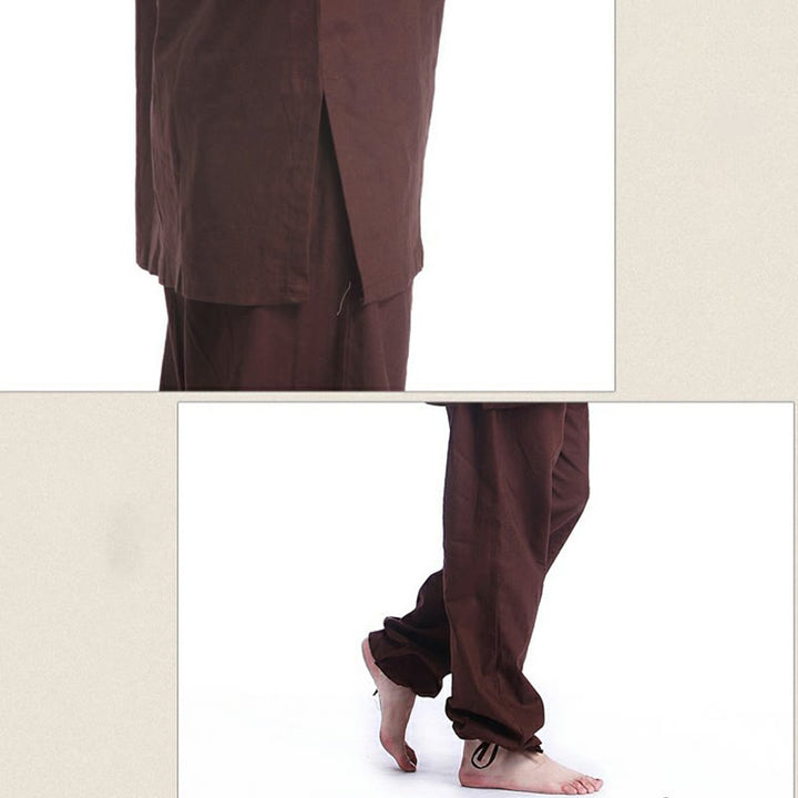 Buddha Stones Medytacja Modlitwa Dekolt w serek Projekt Bawełna Len Duchowa Praktyka Zen Joga Odzież Męska Zestaw - image 8