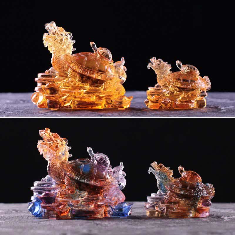Buddha Stones Feng Shui Smok Żółw Monety Ręcznie Robione Kryształowe Szczęście Liuli Sztuka Dekoracja Domu Biuro