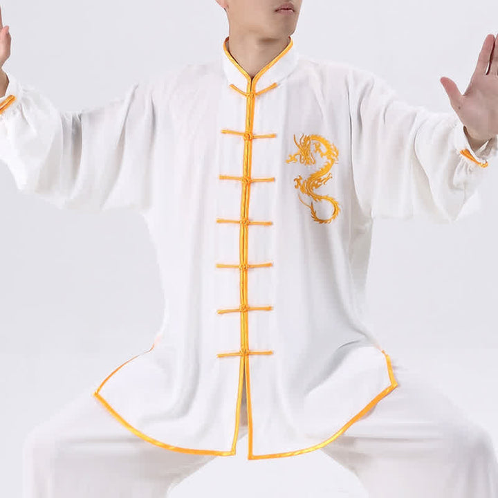 Buddha Stones Smok Haftowane Qi Gong Zen Praktyka Duchowa Medytacja Modlitwa Jednolity Zestaw Ubrań Unisex
