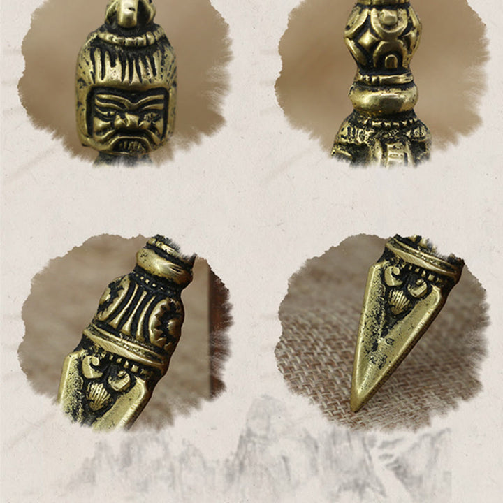 Buddha Stones ręcznie robione Nepal mały Wadżra Dorje grawerowane oświecenie miedziana dekoracja