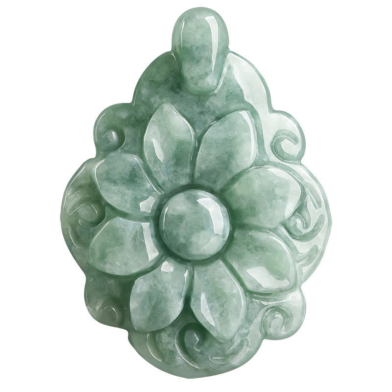 Buddha Stones Naturalny Jade Kalanchoe blossfeldiana Kwiat Wzór Naszyjnik Szczęścia Wisiorek
