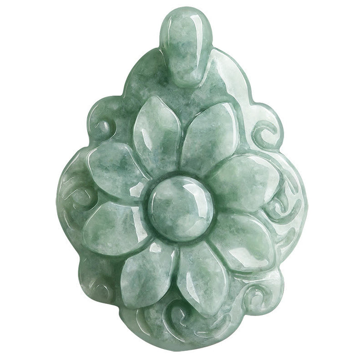 Buddha Stones Naturalny Jade Kalanchoe blossfeldiana Kwiat Wzór Naszyjnik Szczęścia Wisiorek