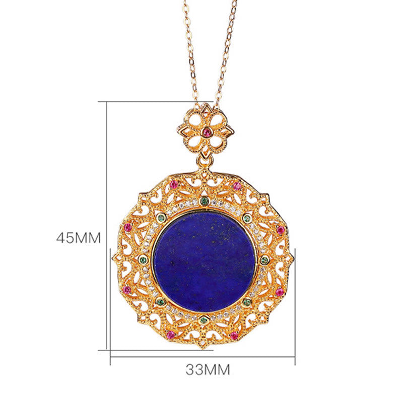 Naszyjnik z Buddha Stones ze srebra próby 925, złoconego lazurytu i pozytywnego lapis lazuli - image 5