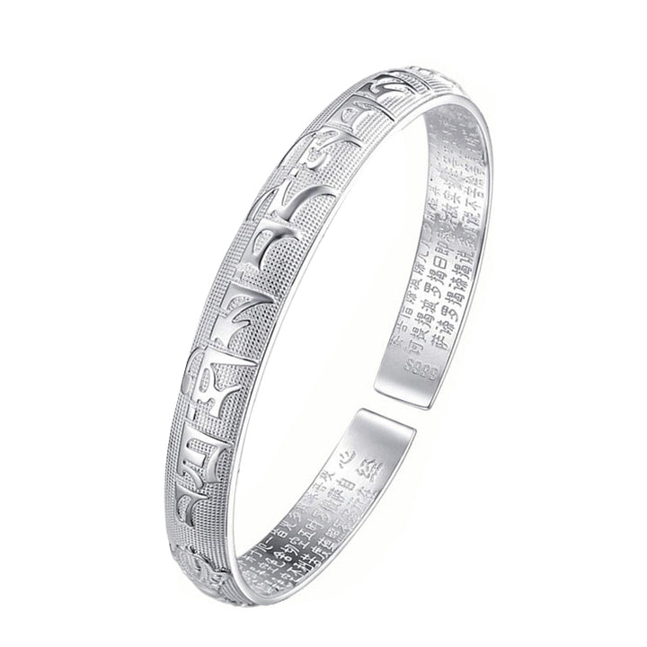 Buddha Stones Tybetańskie Sanskryckie Białe Miedziane Medytacyjne Modlitewne Bransoletki Bangle