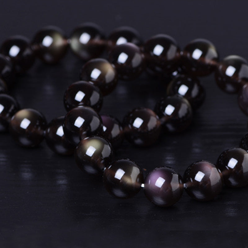 Bransoletka z naturalnego tęczowego obsydianu z Buddha Stones