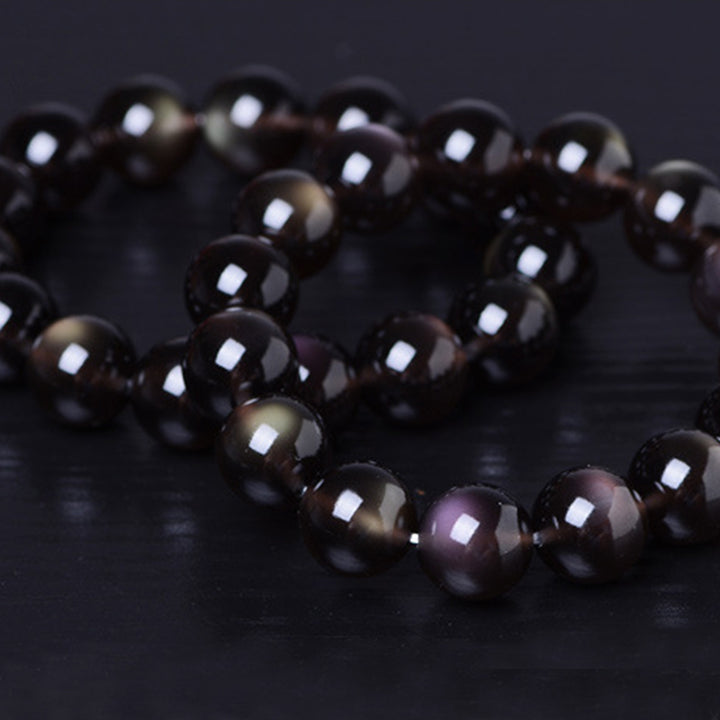 Bransoletka z naturalnego tęczowego obsydianu z Buddha Stones