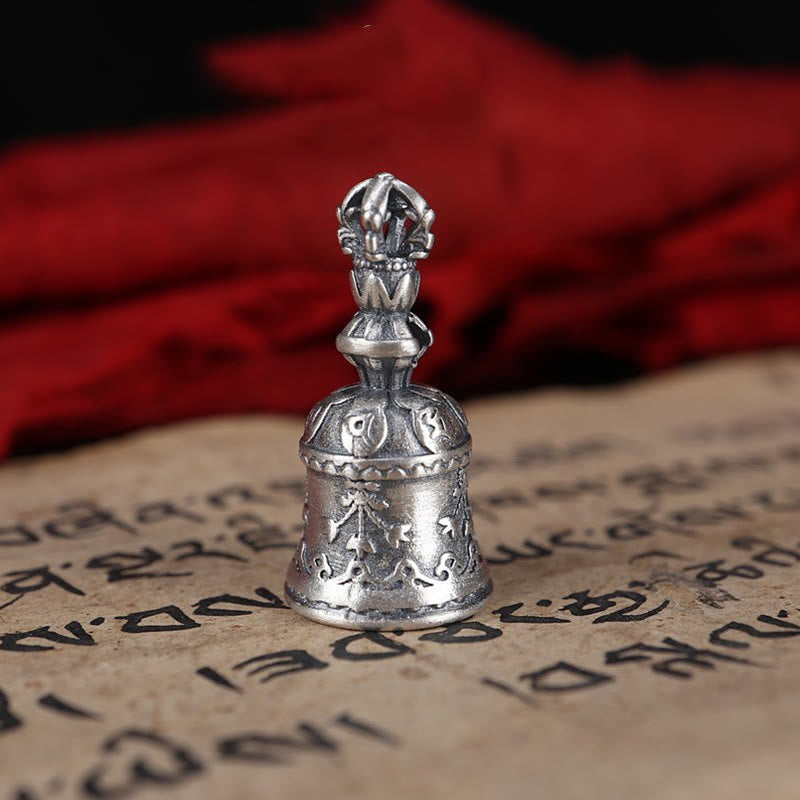 Buddha Stones Tybet 925 Srebro Sterlingowe Om Mani Padme Hum Dorje Dzwon Wadżra Grawerowany Oświecenie Wisiorek Dekoracja Wisząca
