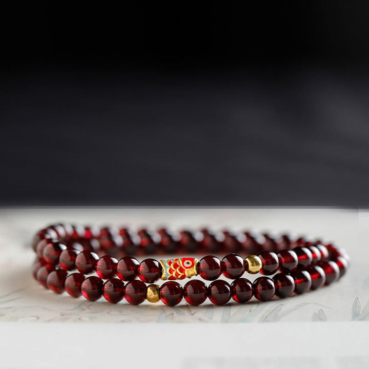 Buddha Stones 999 Złota Rybka Koi Naturalna Granatowa Bransoletka Ochronna